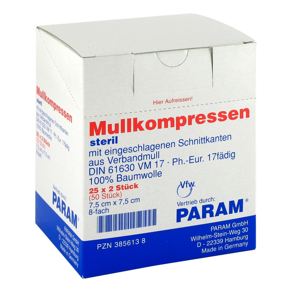 Bild von Mullkompressen 7,5x7,5 Cm Steril 8fach (25x2 stk)